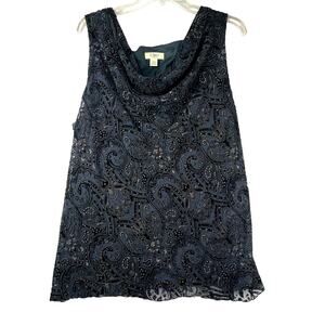 Cato Women Velvet Burnout Top - Black - Size 26/28